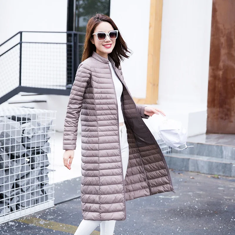 Women Long Down Jackets Ultra Light Long Duck Down Coat Autumn and Winter Puffer Winter Coat for Women Windproof Down Parkas