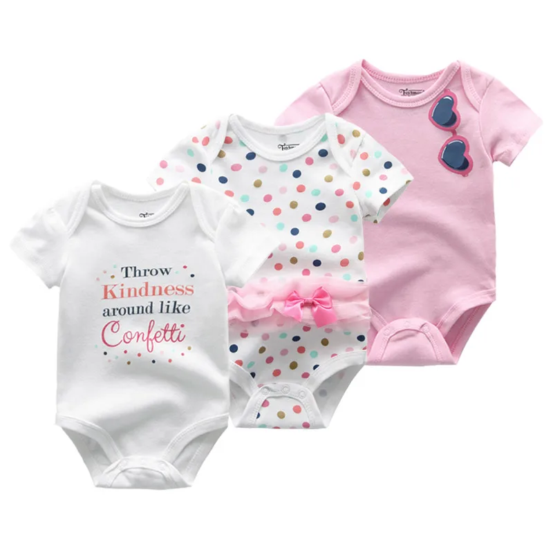 Kiddiezoom 3 Pcs/Lot Newborn Cartoon Short Sleeve Baby Boy Girl Bodysuits Soft 100%Cotton Baby Onesies Unisex Baby Clothes