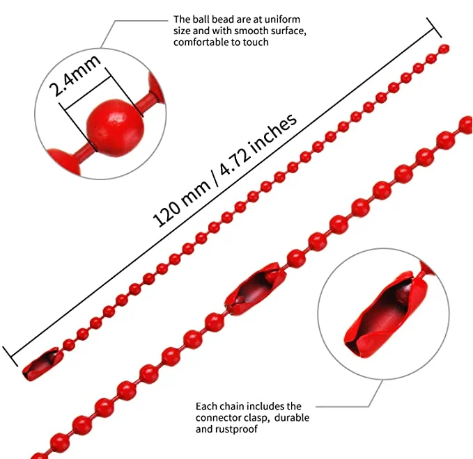 Lote de 20 cadenas de bolas de 2,4mm para fabricación de joyas, accesorios para llavero, muñecas, etiqueta de mano, conector para pulsera DIY, 12cm