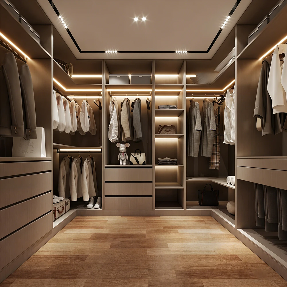 Light Luxury Minimalist Modern Wardrobes Full Set Bedroom Storage Solution China Foshan Factory Price Custom Walk In Closet