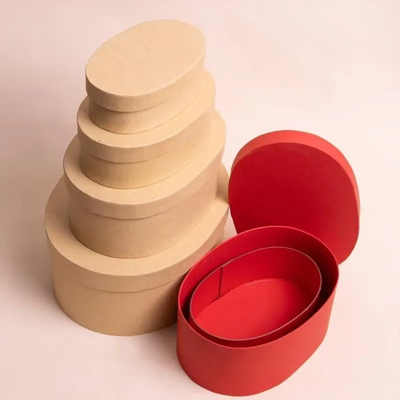 Kraft Paper Oval Hand-held Gift Box Baking Packaging Box Halloween Christmas Gift Empty Box Environmentally Friendly Reusable