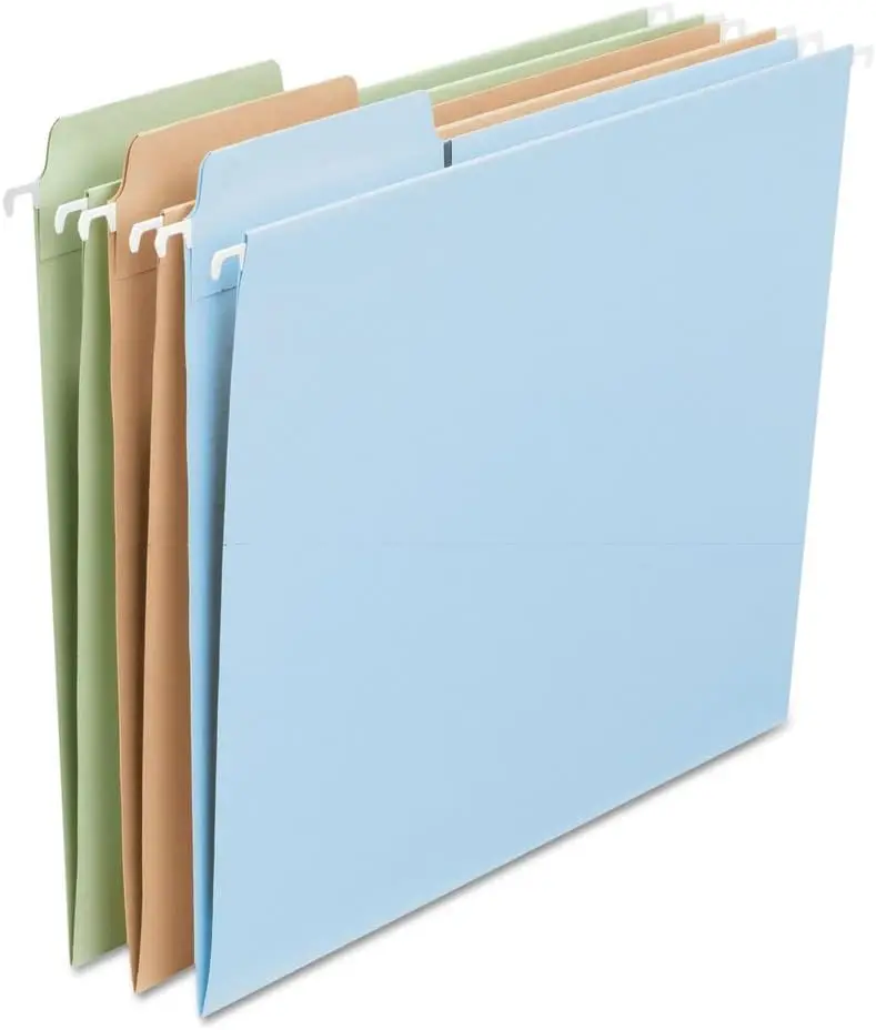 

FasTab Hanging File Folder, 1/3-Cut Built-in Tab, Letter Size, Assorted Pastel Colors, 18 Count (64054)