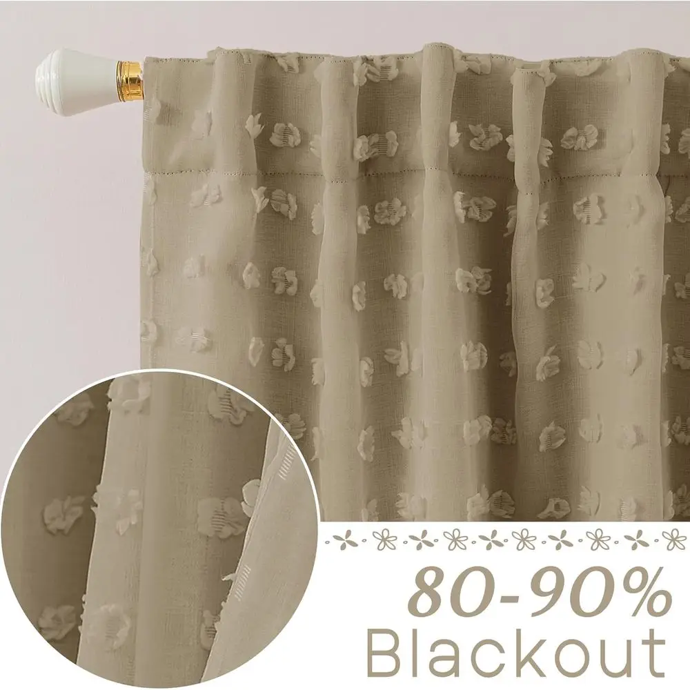 84 Cortinas bohemias color caqui neutro, color topo, juego de 2 paneles para sala de estar, cortinas estilo granja marrón claro para dormitorio y guardería