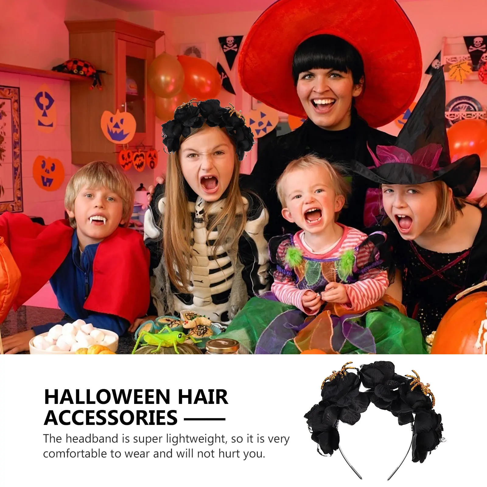 

Simulation Rose Hair Hoop Fabric Flower Party Headband For Halloween Festival Stage Performance Women Girl Artificial Rose