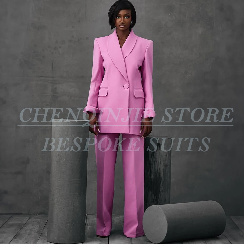 High Quality Women's Suits Luxury One-Button Shawl Lapel Slim Fit Blazer High Quality Office Lady 2 Piece Jacket Pants Sets