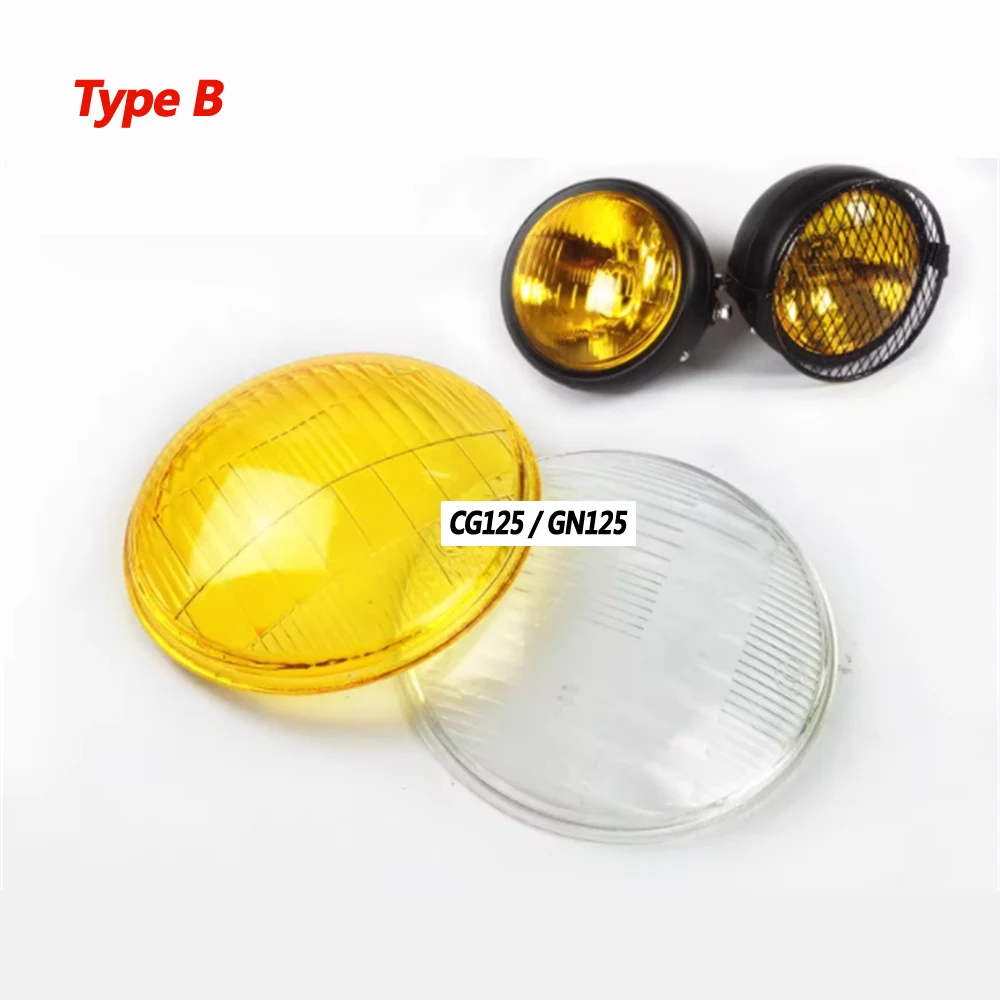 

headlight glass For Haojue Suzuki CG125/GN125 retro modified headlight glass yellow metal headlight glass retro accessories