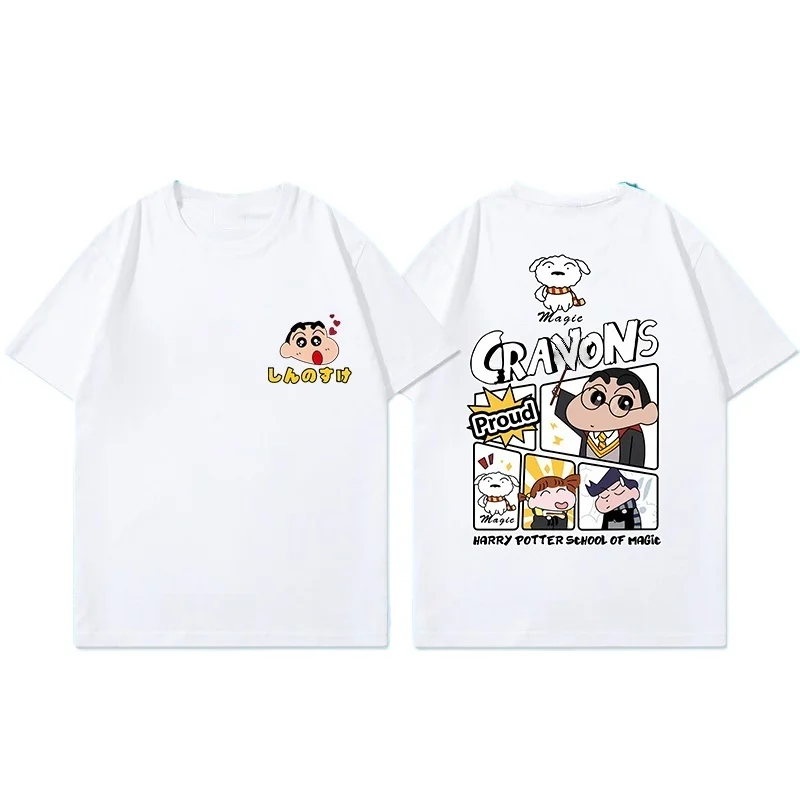 

Miniso New Summer Cotton Cartoon Crayon Shin-chan Print T-Shirt Unisex Street Style Summer Fashion Casual Crew Neck Cotton Top
