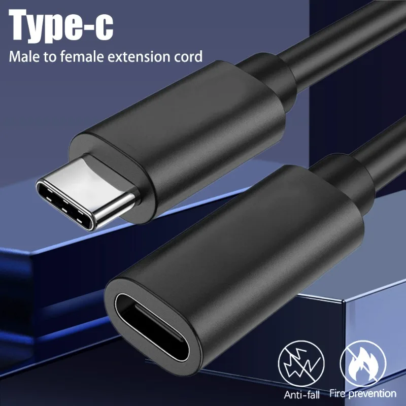 Kabel USB do transmisji danych przedłużacz typu C przedłużacz męski typu C na żeński pozłacany przedłużacz złącze przewodu ładowarki 0,5 m/1 m