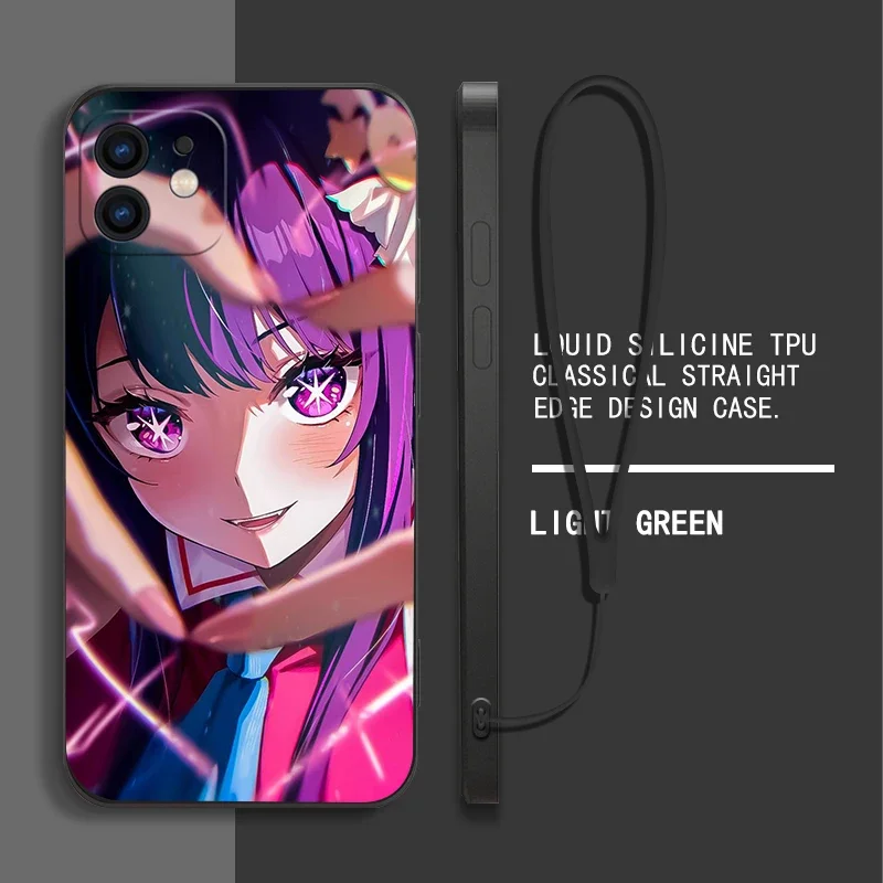 Anime Oshi no Ko Hoshino Ai Phone Case For Samsung Galaxy S24 S23 S22 S21 Ultra Plus FE S10 4G S9 Note 20 10 9 Plus With Lanyard