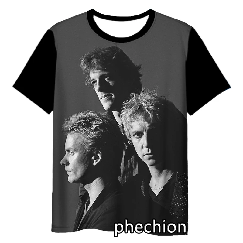 phechion New Fashion Men/Women The Police Rock 3D Print Short Sleeve T-Shirt Casual Hip Hop Summer T Shirt Tops S251