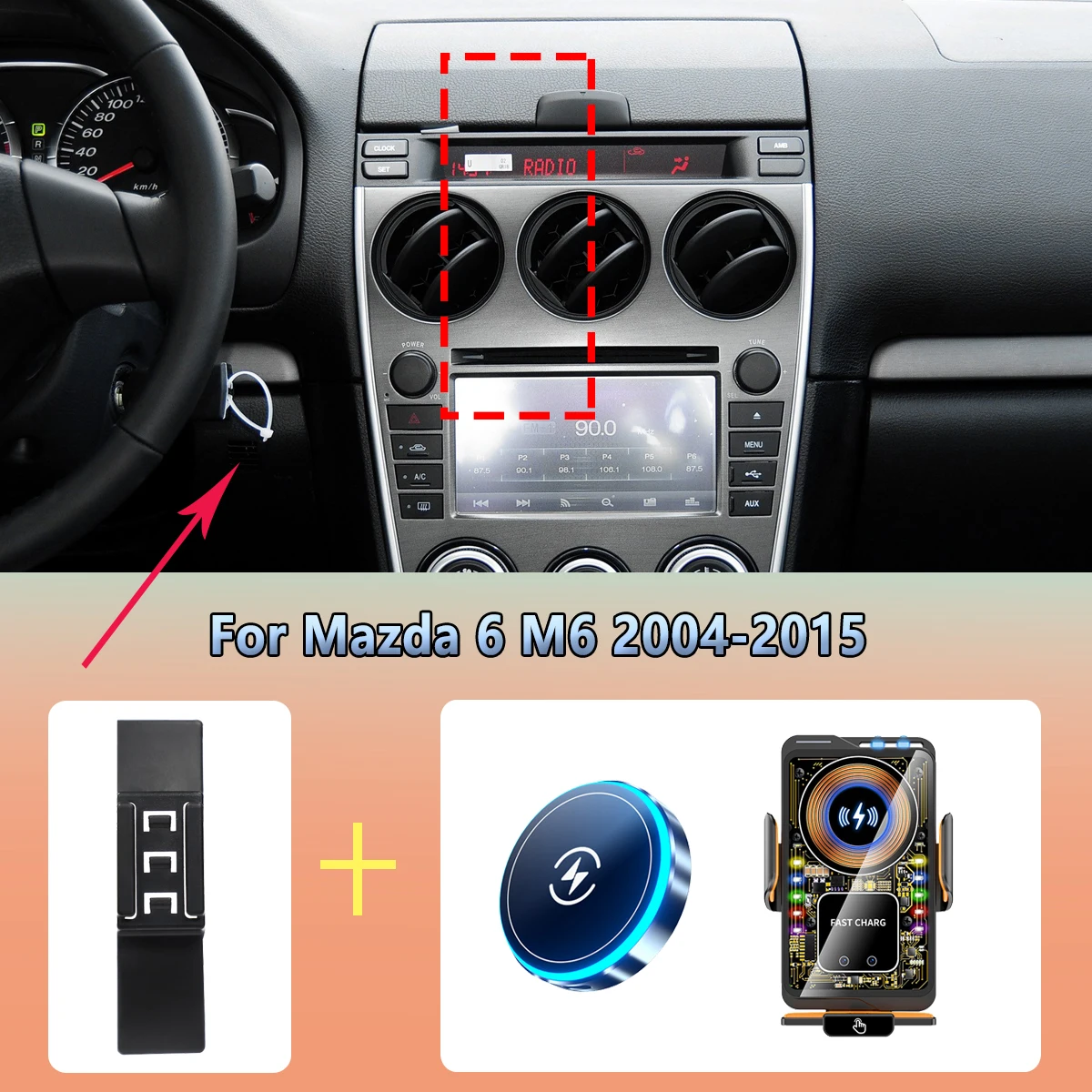 Car Phone Holder vent For Mazda 6 M6 2004 2005 2006-2013 2014 2015 Magnetic Wireless Charging Car Phone Fixed Mount Accessories