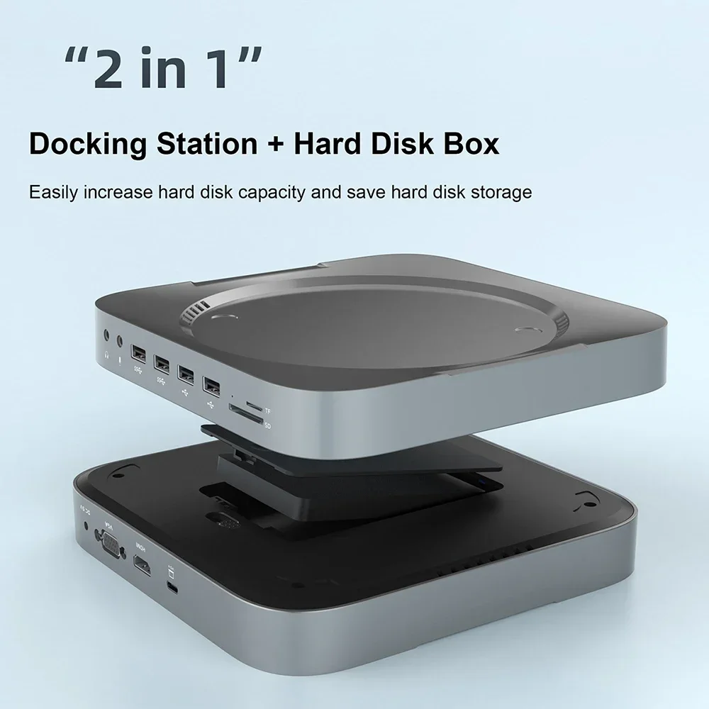 Hard Disk Box Docking Station, Usb C HDD SSD Enclosure Sata Dock Mini Hub Hdmi for PC Apple Mac Laptop Office Computer Display