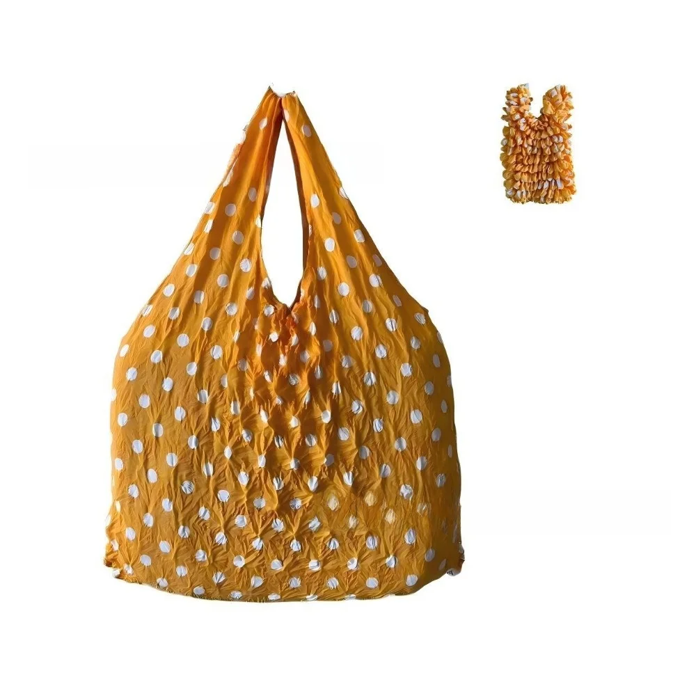 Large Capacity Stretch Shopping Bag Bubble Pleated Polka Dot Reusable Grocery Bag 1PC Magic Stretch Foldable Storage Bag