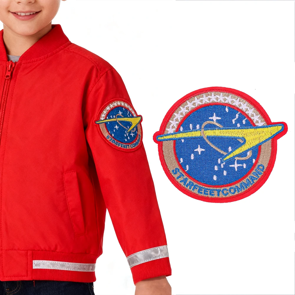 Fun Space Themed Embroidered Fabric Patch Starfet Command Logo Badge Multi Color Embroidery Thread Suitable for Jackets Hoodies
