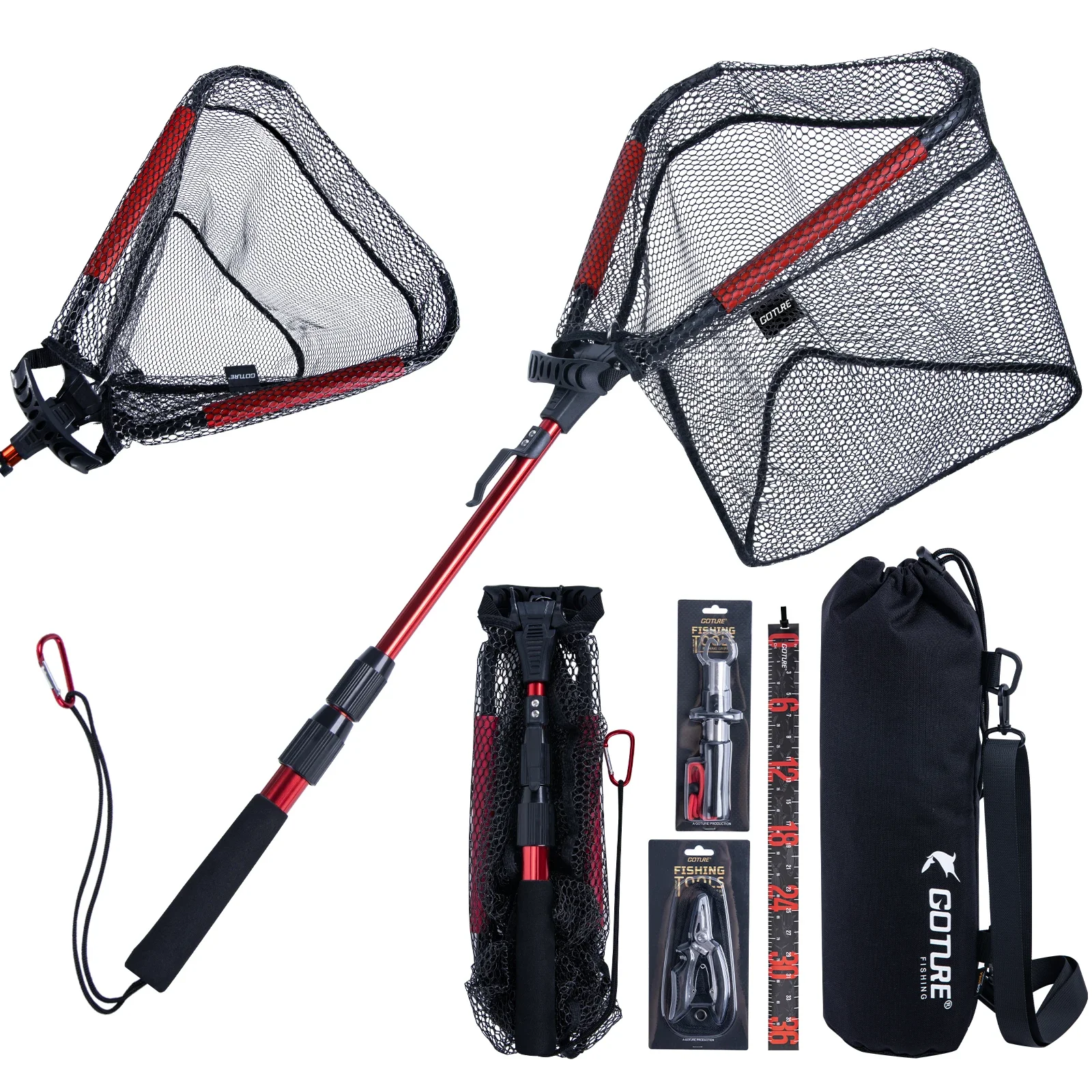 

Goture Tangle-Free Floating Fishing Landing Net Portable Folding Retractable Handle for Kayak Catfish Bass Fishing Tackle