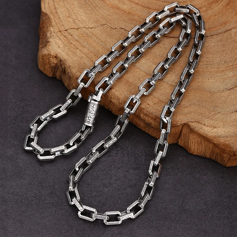 S925 Sterling Silver Chain Unisex Punk Style Black Thailand Design Fine Jewelry Necklace FYNE281