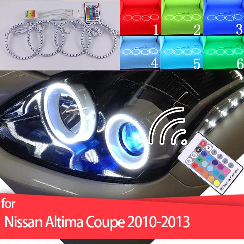 Headlight Multi-color RGB LED Angel Eyes  Ring Eye DRL RF Remote Control for Nissan Altima Coupe 2010-2013 Accessories