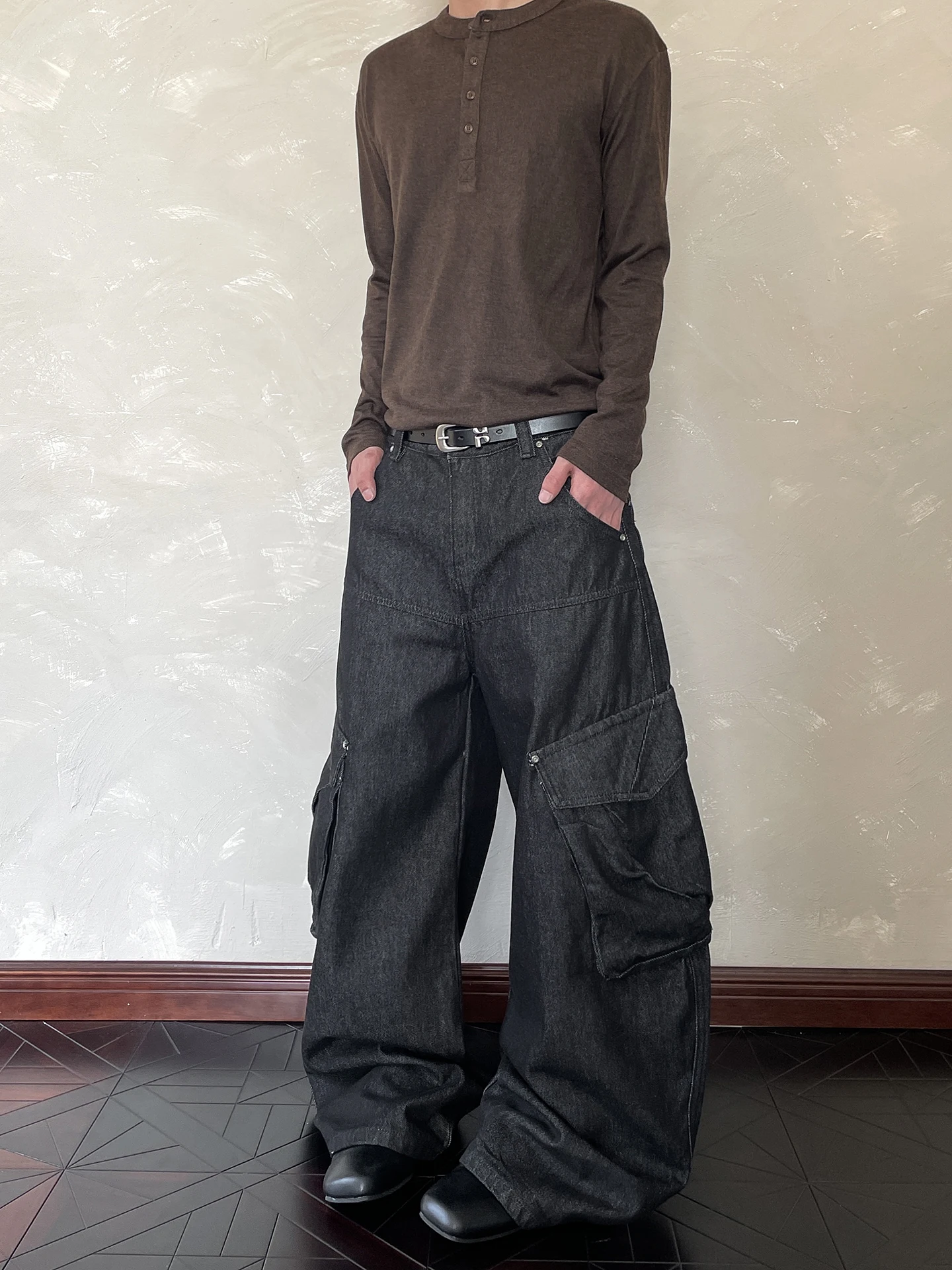 

American Retro Workwear Jeans Men's Women's Loose Wide Leg Long Trousers Original Color with Multiple kets Casual Fit