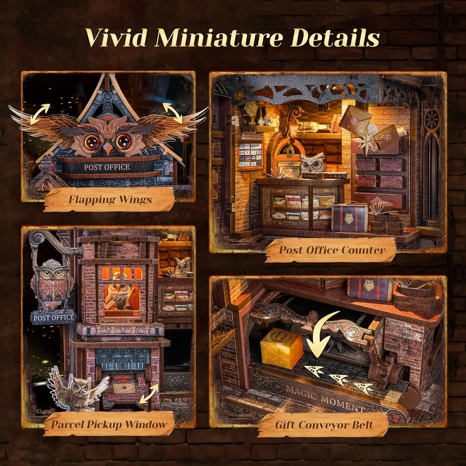 جديد لتقوم بها بنفسك خشبية مصغرة أطقم منمذجة البومة مكتب آخر كازا ثلاثية الأبعاد لغز بيوت الدمى مع أضواء الأثاث لهدايا عيد ميلاد الأصدقاء #4