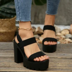 Scarpe da donna piattaforma nera sandali da donna estate 2022 scarpe da donna donna blocco tacco moda fibbia sandali causali alta qualità