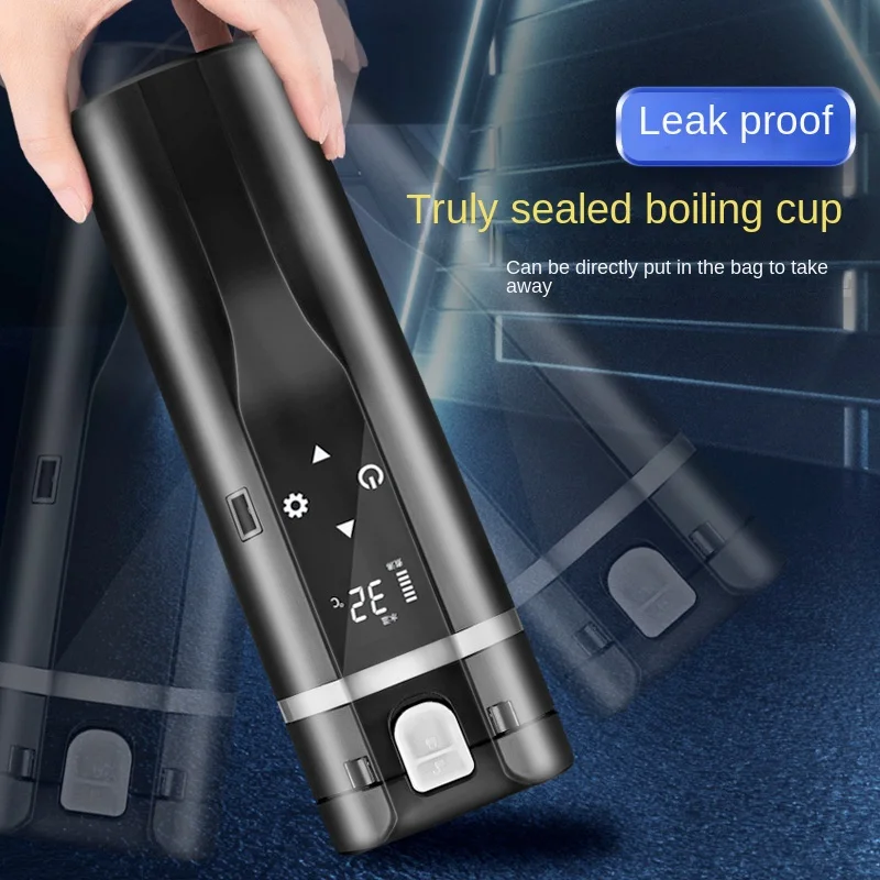 Car-Mounted Heating Water Cup 12v24v Universal Intelligent Electric Kettle Car Large Capacity Boiling Water Vacuum Cup No Leakag