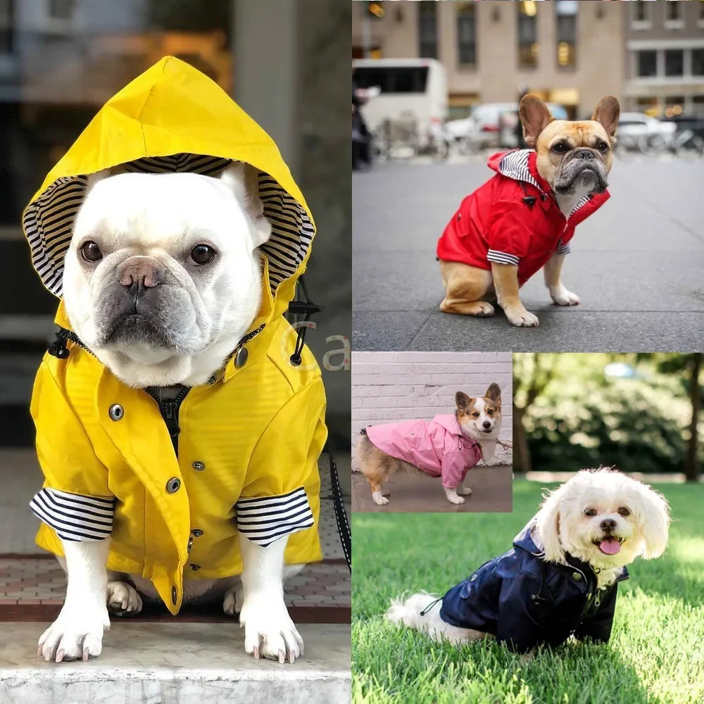 Dog Zip Up Raincoat with Reflective Buttons, Pet Jacket Windbreaker,Dog Raincoat for Large Dogs with Hood S-5XL Large Breed