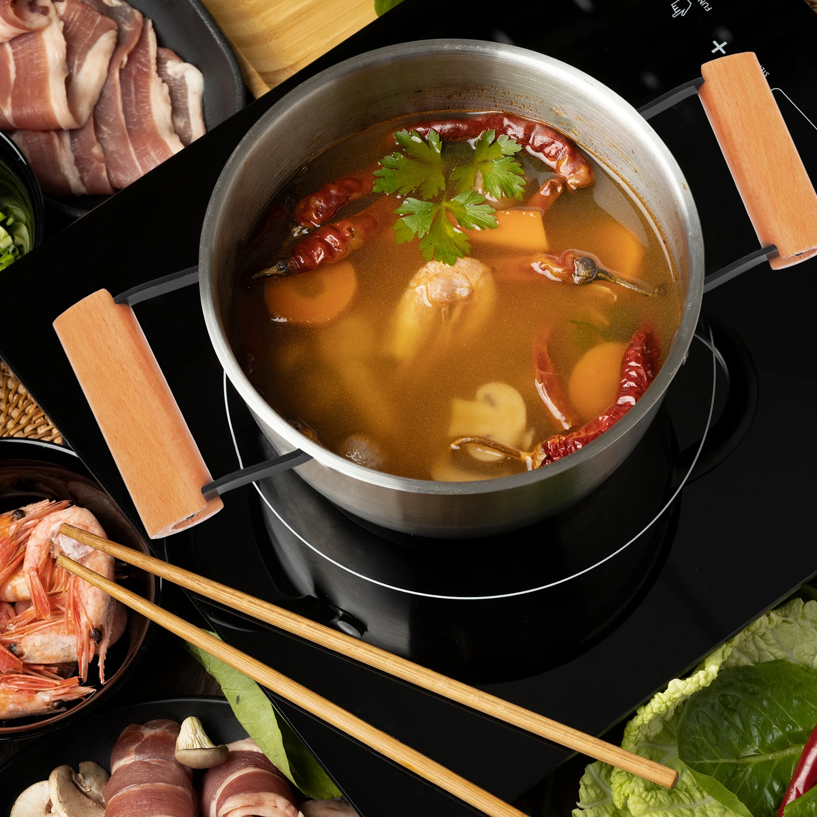 

Universal Replacement Pot Handle Side Pan Ear for Pressure Cooker Anti-Scalding Heat Resistant Beechwood Dual Hole Screw Grip