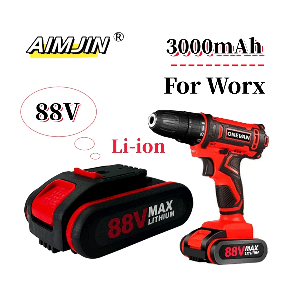 

2025 88V 3000mAh Rechargeable Lithium Ion Battery For Worx Cordless Screwdriver Power Tools Replacement Battery