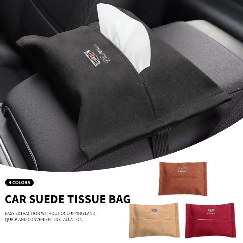 Caixa de Lenços para Carro, Acessórios para Visor Solar e Encosto de Banco para Cadillac ATS BLS CT4 CT6 CTS ESCALADE STS XLR XT4 XT5 XTS SLS
