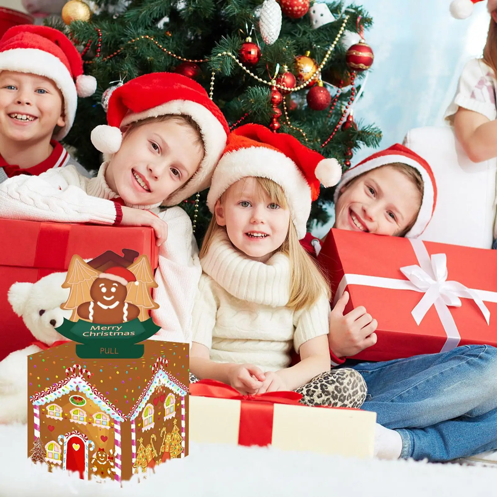 Tirelire de noël pour espèces Pop, boîtes de traction d'argent de noël, banques de billets de banque amusantes pour Festival, carnaval, fête d'anniversaire en famille