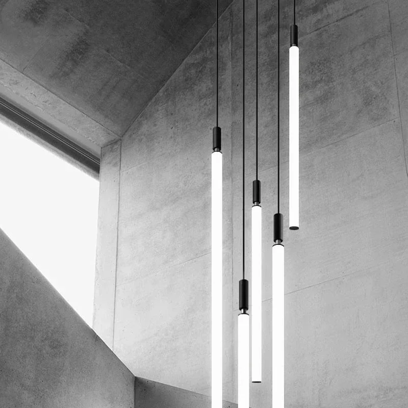 

Nordic Staircase Pendant Light Modern Minimalist long line Hanging Lamp Villa Loft Dining Living Room Bedroom Bedside LED lamp