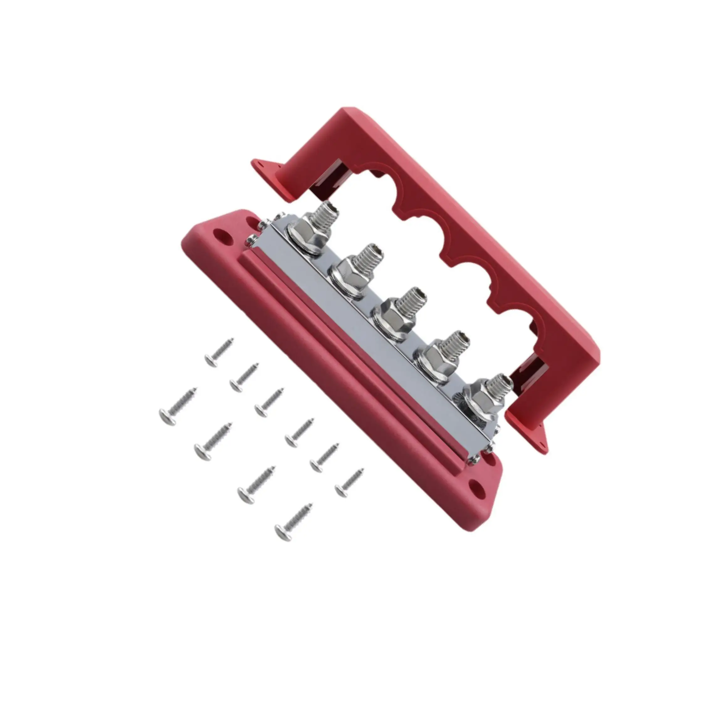 Marine Busbar With Cover High Temperature Resistant Power Distribution Block 5 Stud M10 Etc. Dust Wear Resistant Sturdy