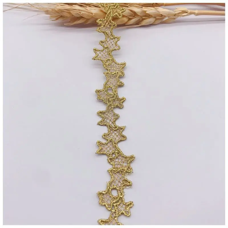 

40 ярдов розовое золото звезды полиэстер кружевная бейка кружевная ткань ленты DIY платье одежда юбка занавеска декольте аксессуары