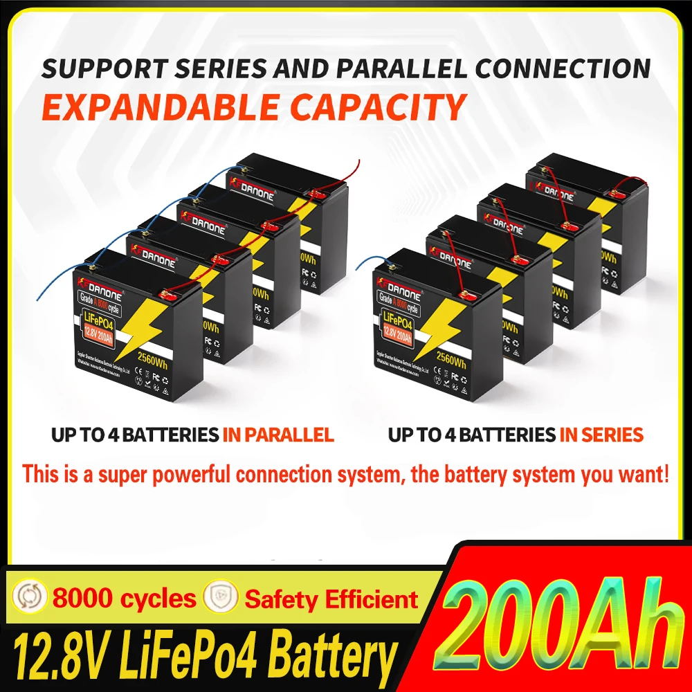 

12V 220Ah Lithium LiFePO4 Battery with BMS 8000+ Cycles Lithium Iron Phosphate Rechargeable Battery for Solar Lighting Camping