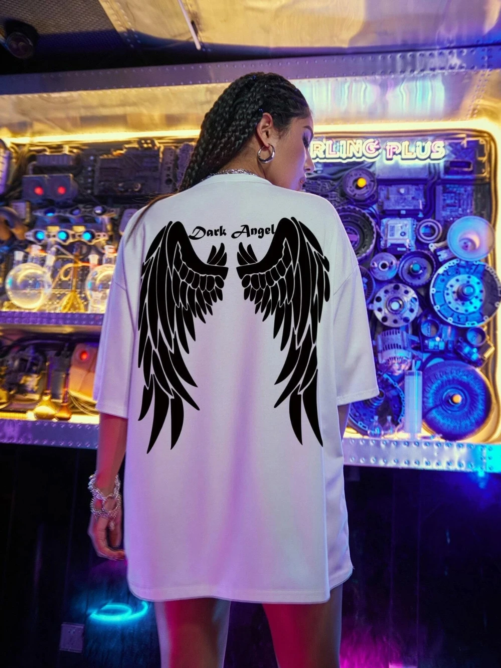 Dark Angel Giant Wingsprinted Women T Shirt Fashion Casual Tshirt Cute Funny Short Sleeve Breathable Comfortable T-Shirt Female