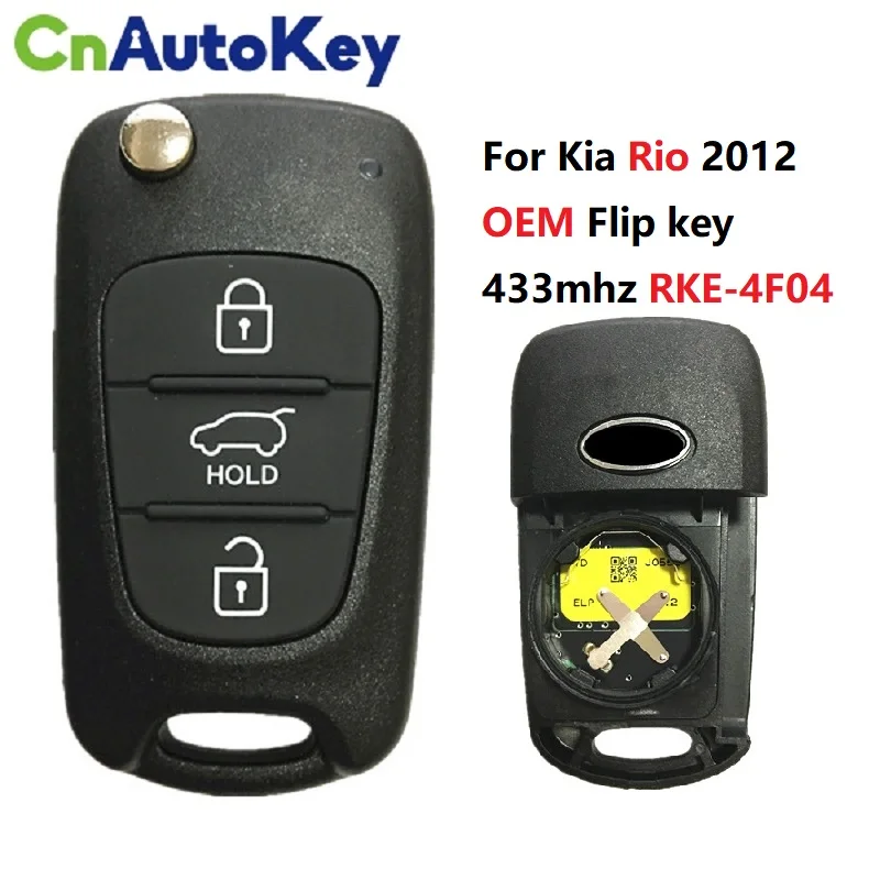 CN051053 oryginalne RKE-4F04 FCC dla Kia Rio 2012 zdalne klucz składany 433mhz No Chip 433-DO-DT