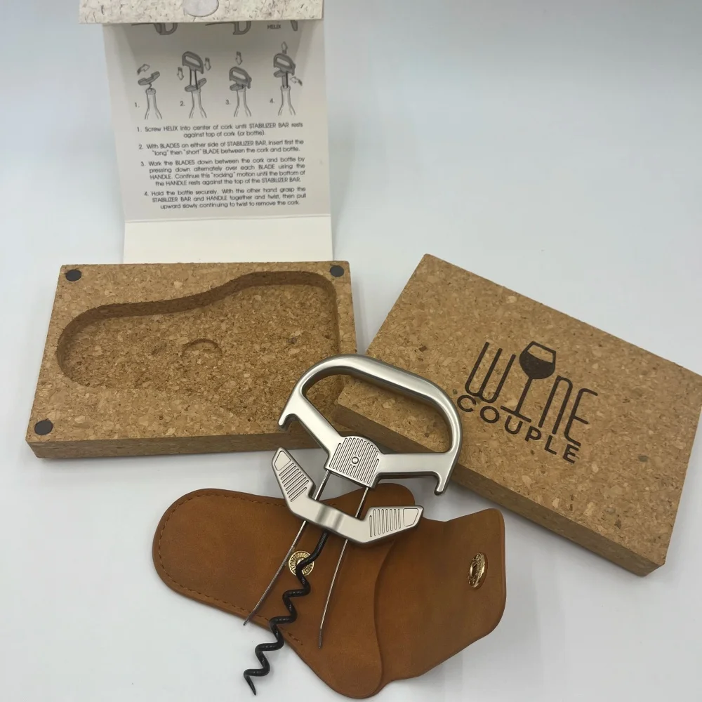 Abridor de vino - Extractor de corcho de dos puntas y basculante con estuche elegante - Abridor de botellas y abridor de cerveza duradero de acero inoxidable, regalo