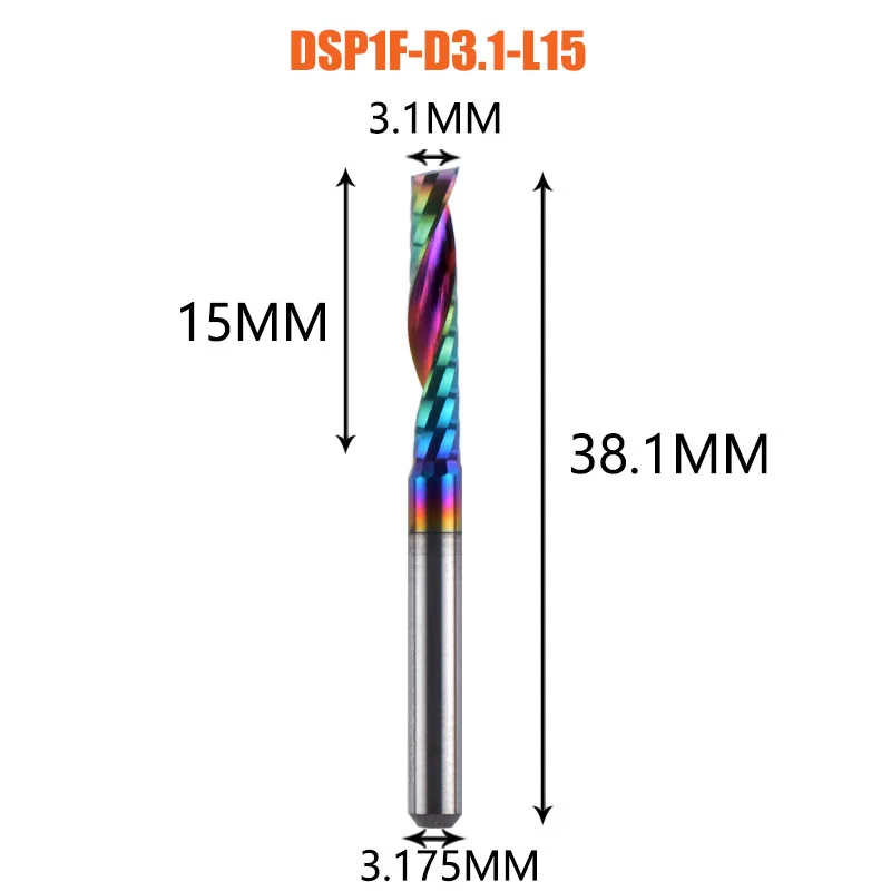 1 st AAAAA Enkele Fluit Carbide Spiraal Frees 3.175, 4.5, 6mm Aluminium Frees Graveren Houtbewerking Acryl DLC Coating