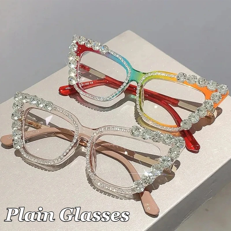

Stylish Vintage Blue Light Blocking Plain Glasses Fashion Trendy Original Candy Color Optical Eyglasses Finished Eyewear Goggles