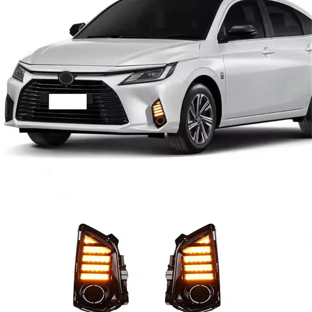 

Car Accessories Front Fog Lamp Cover With DRL For Toyota Yaris Ativ/Vios 2023 LED Daytime Running Light