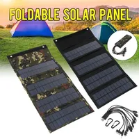 Foldable Solar Panel 50W 5V Sun Power Solars Plate Cells Bank Pack USB 10in1 Cable Waterproof for Phone Backpack Camping Hiking