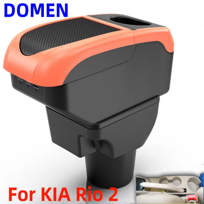 NEW For KIA Rio 2 Armrest Box Original dedicated central armrest box modification accessories Large Space Dual Layer USB Charg
