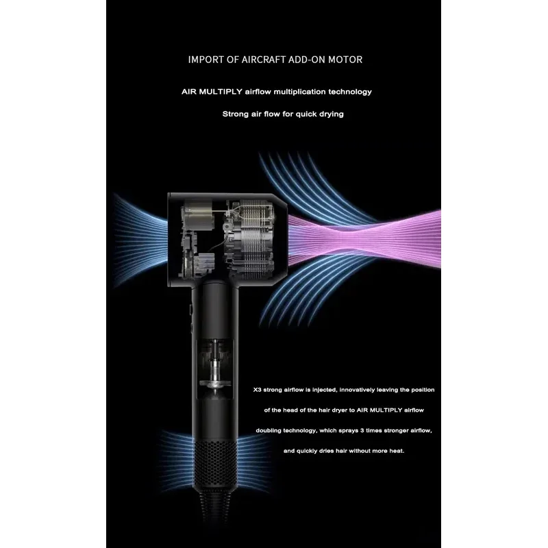 2025 جديد المهنية بلا أوراق درجة حرارة ثابتة الأيونات السالبة مرفق 5 قوية المنزل السفر المحمولة مجفف الشعر الكهربائي