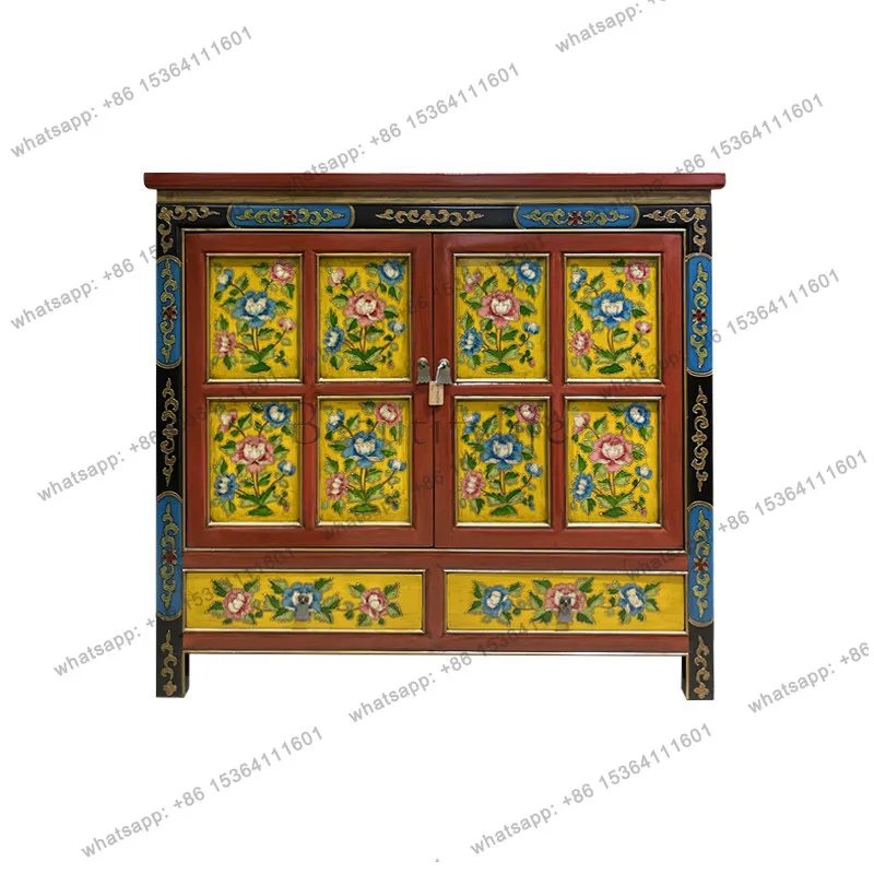 Elm painted old solid wood shoe cabinet foyer retro locker