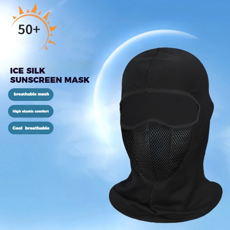 Summer Quick-dry Ice Slik Breathable Motorcycle Mesh Full Face Mask Motorbike Mask Motocross Helmet Hood Moto Accessories