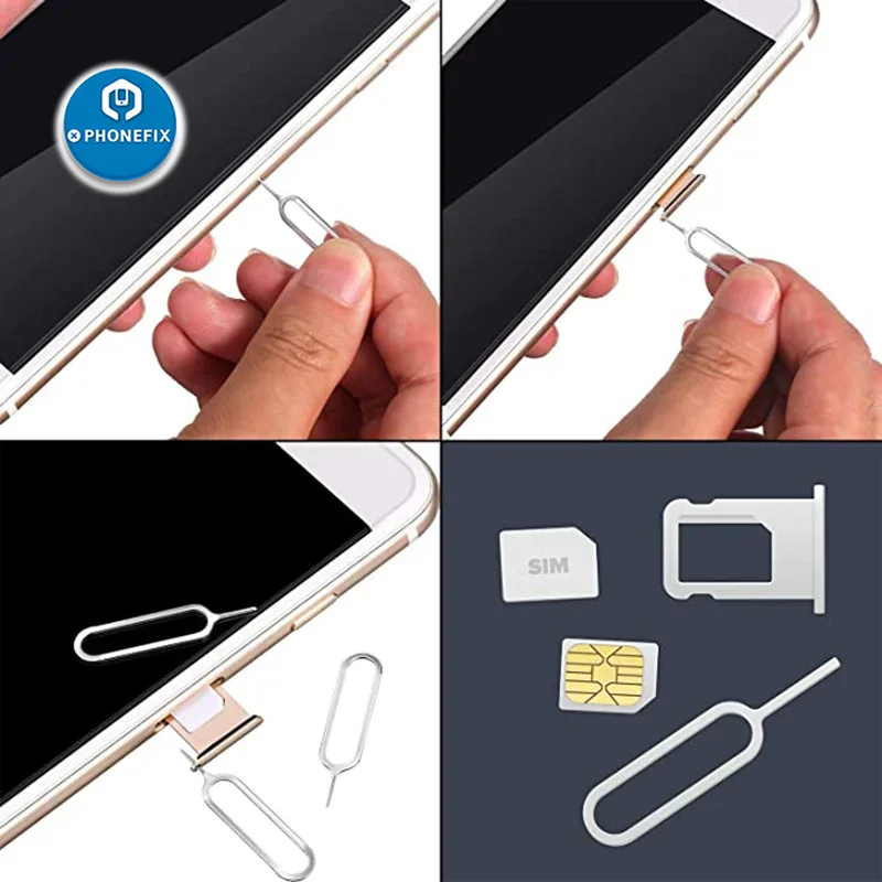 100 / 500 Uds. Bandeja de tarjeta Sim Universal Pin expulsión abridor de aguja eyector reparación de apertura para iPhone y todos los teléfonos móviles