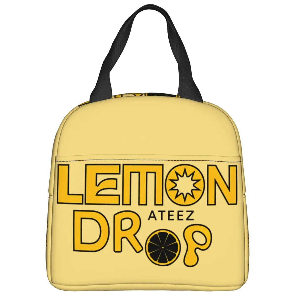 

Lemon Drop Music Lunch Bag ATEEZS Retro Lunch Box For Child Travel Portable Zipper Cooler Bag Oxford Designer Tote Food Bags
