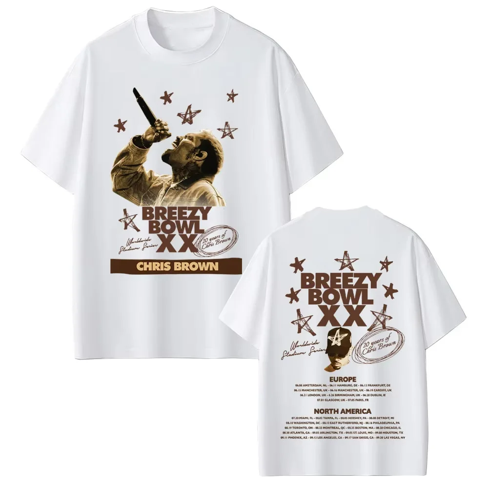 

New Rapper Chris Brown Breezy Bowl T Shirt Men Women Hip Hop Fashion Pops Music T Shirts Casual Vintage Trendy Tops Tees 2025