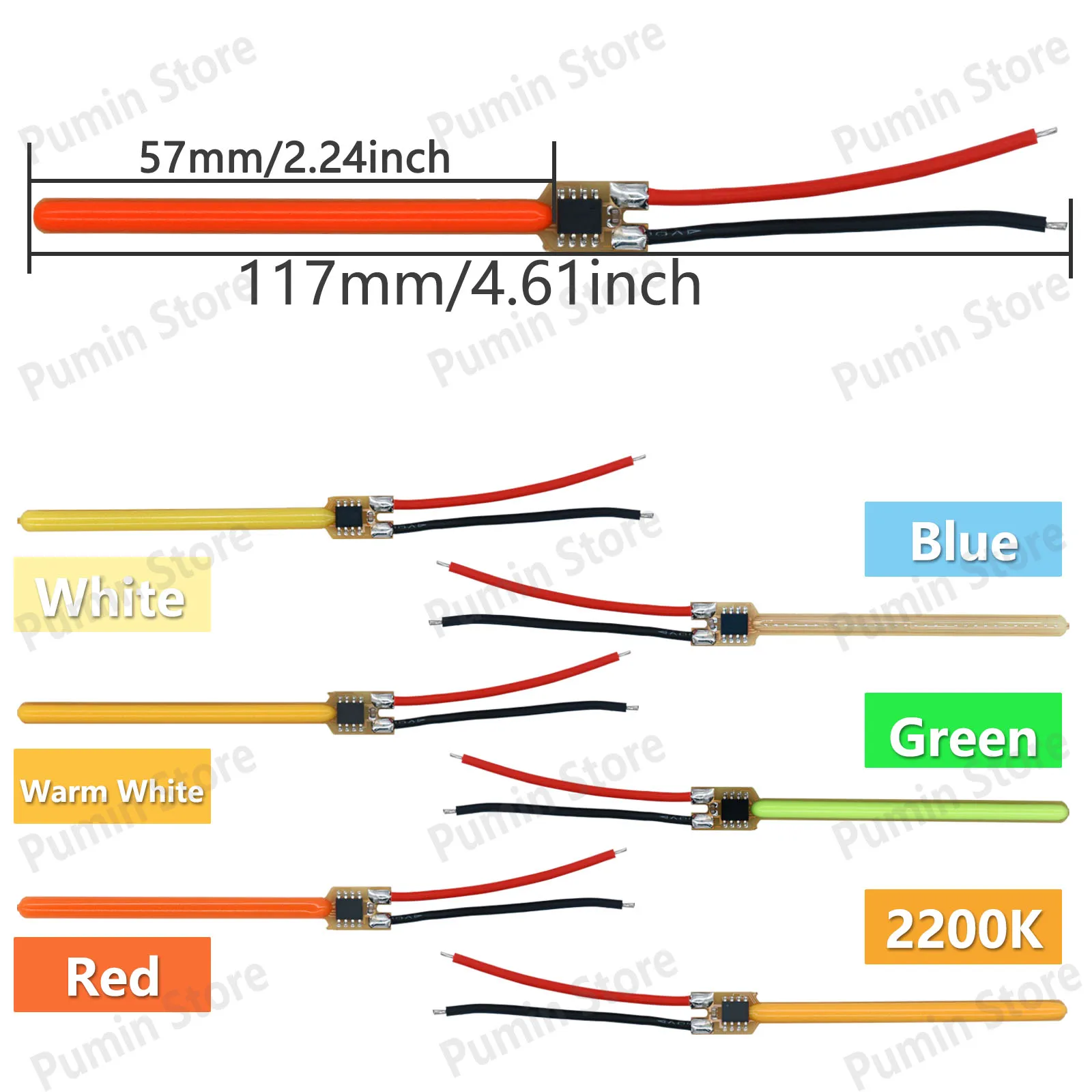 LED COB Meteor Shower Flowing Water Lamp DC3V 117mm LED Filament Diode Incandescent Light Accessories Christmas Decor Light DIY