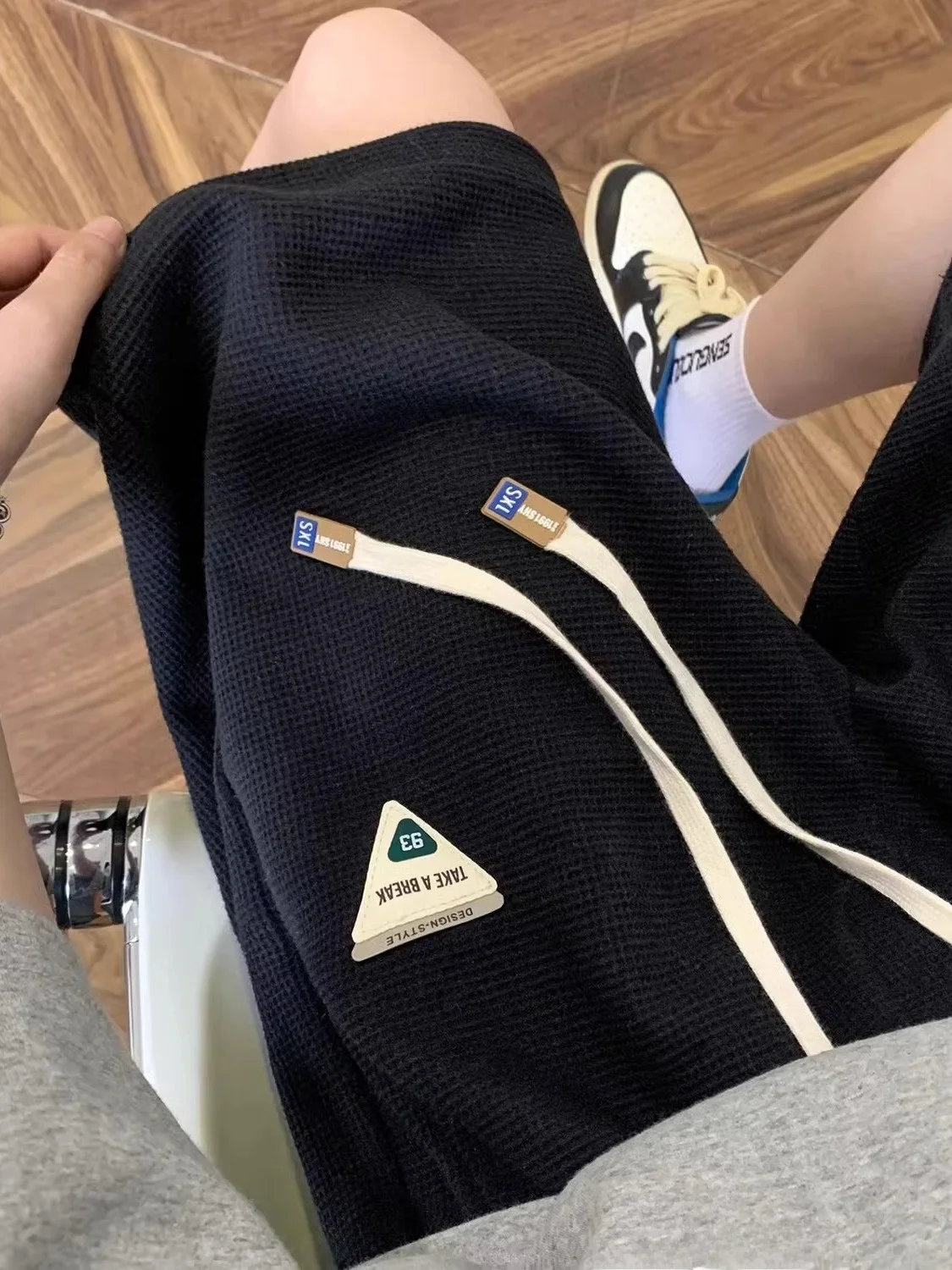 Summer New American Style Ice Silk Thin Casual Loose Large Size Sports Leisure Five-Quarter Shorts Polyester Fiber Straight Leg